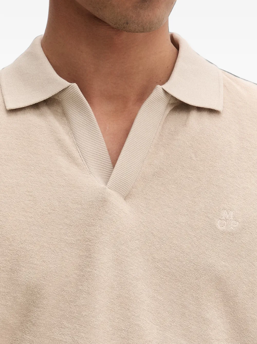 Marc O'Polo Poloshirt van badstof met logo-reliëf Beige
