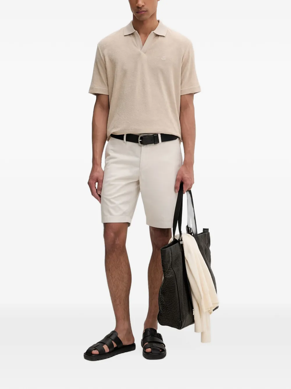 Marc O'Polo Poloshirt van badstof met logo-reliëf Beige