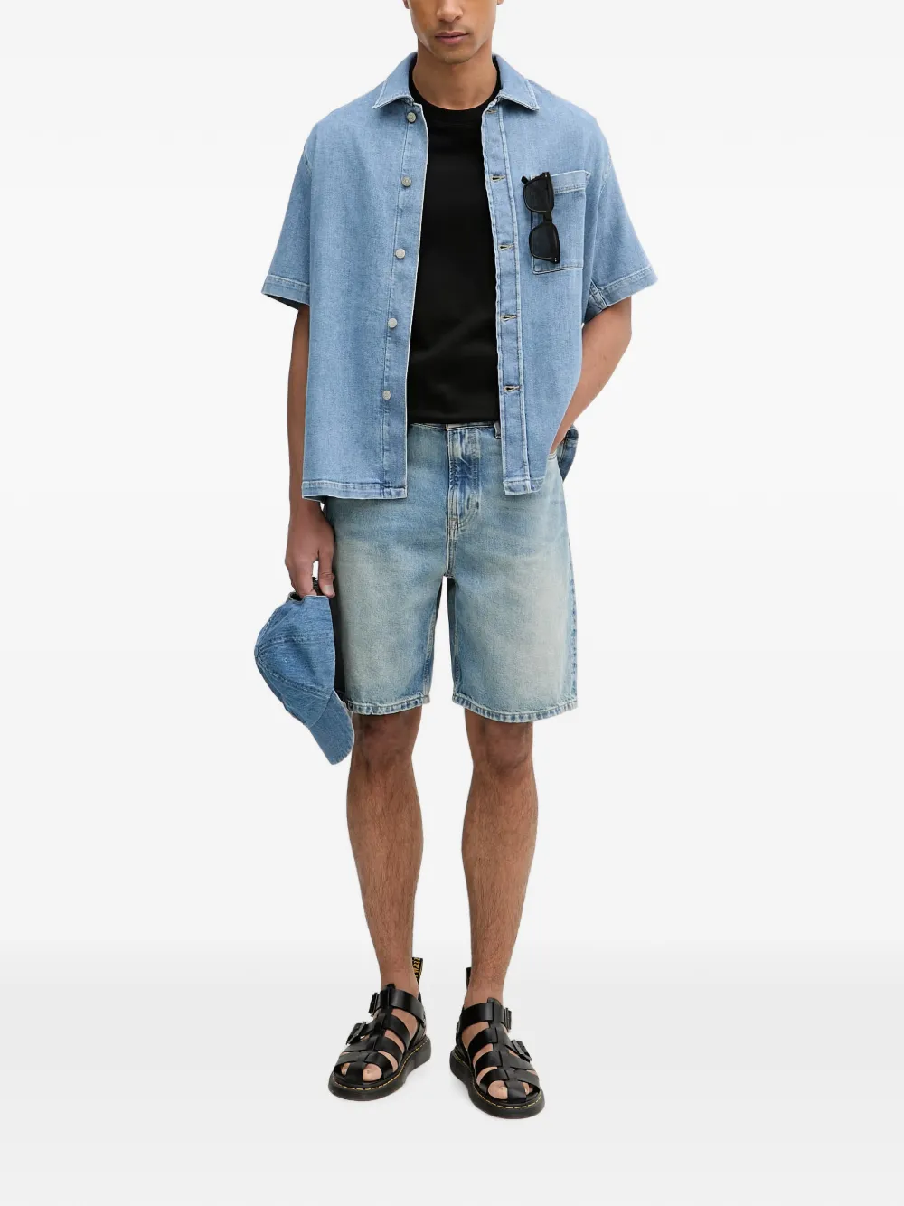 Marc O'Polo overhemd met korte mouwen Blauw