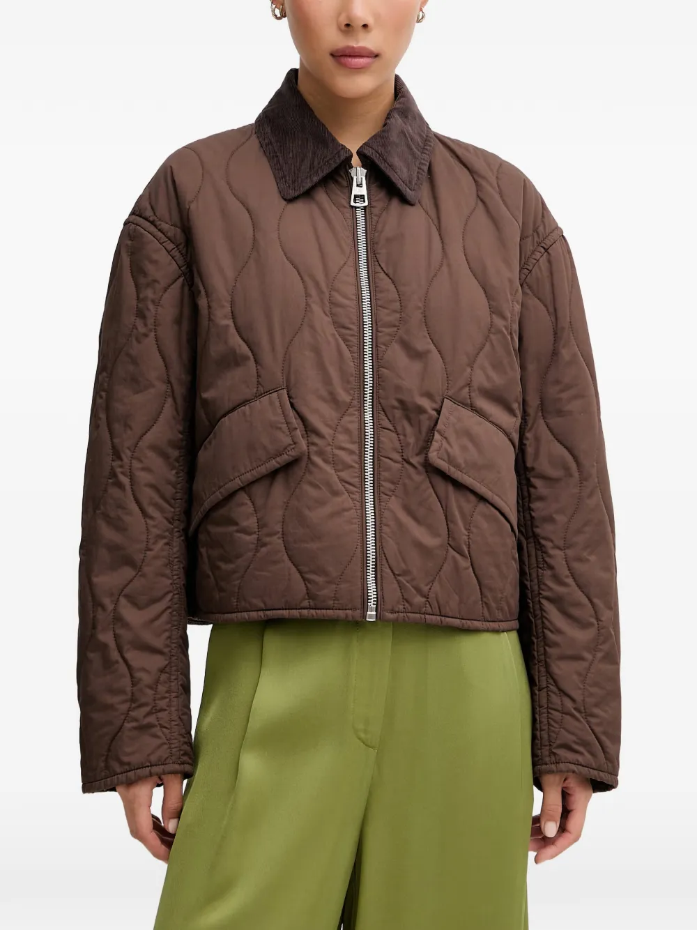 Marc O'Polo quilted corduroy-collar jacket - Braun