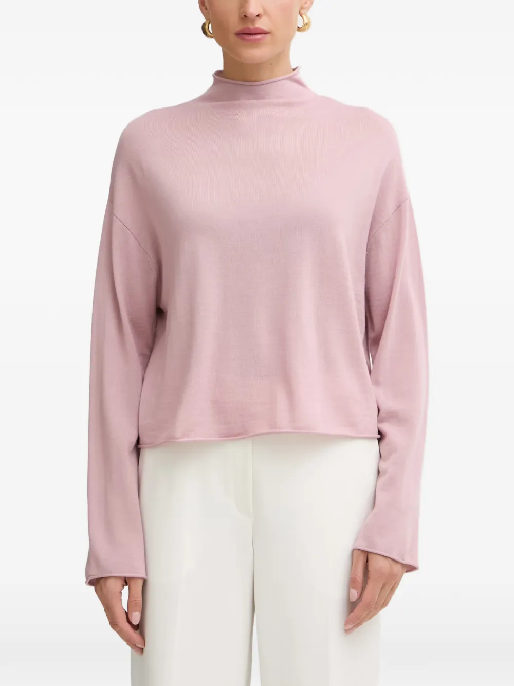 Marc O'Polo high-neck rolled-edge sweater - Rosa