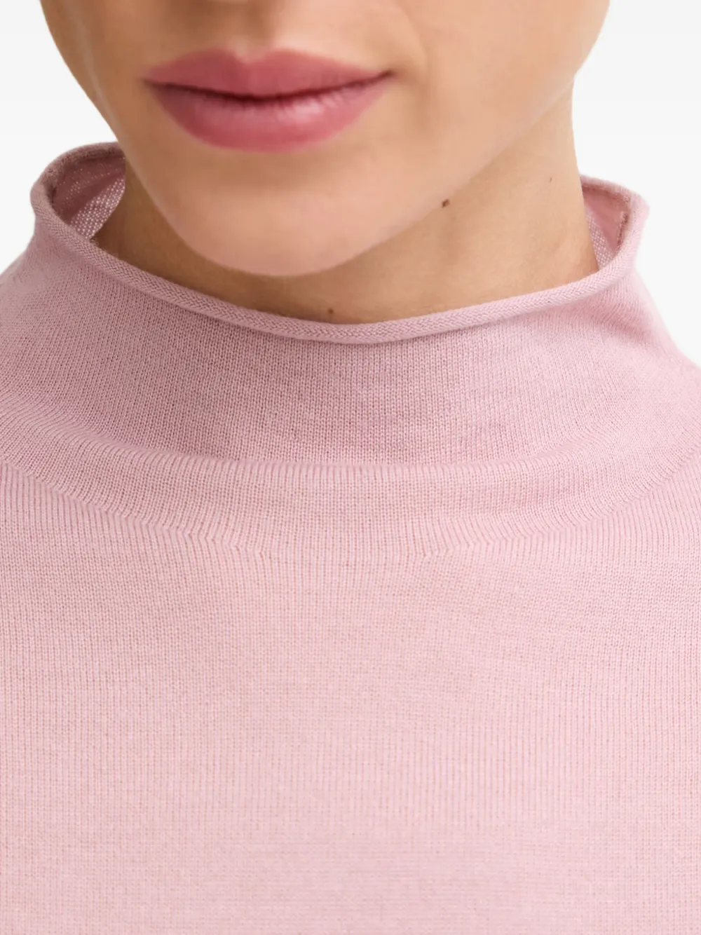 Marc O'Polo Trui met hoge hals en opgerolde afwerking Roze