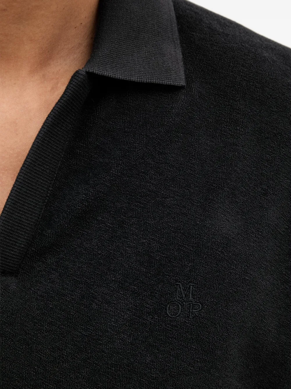 Marc O'Polo V-neck polo shirt Zwart