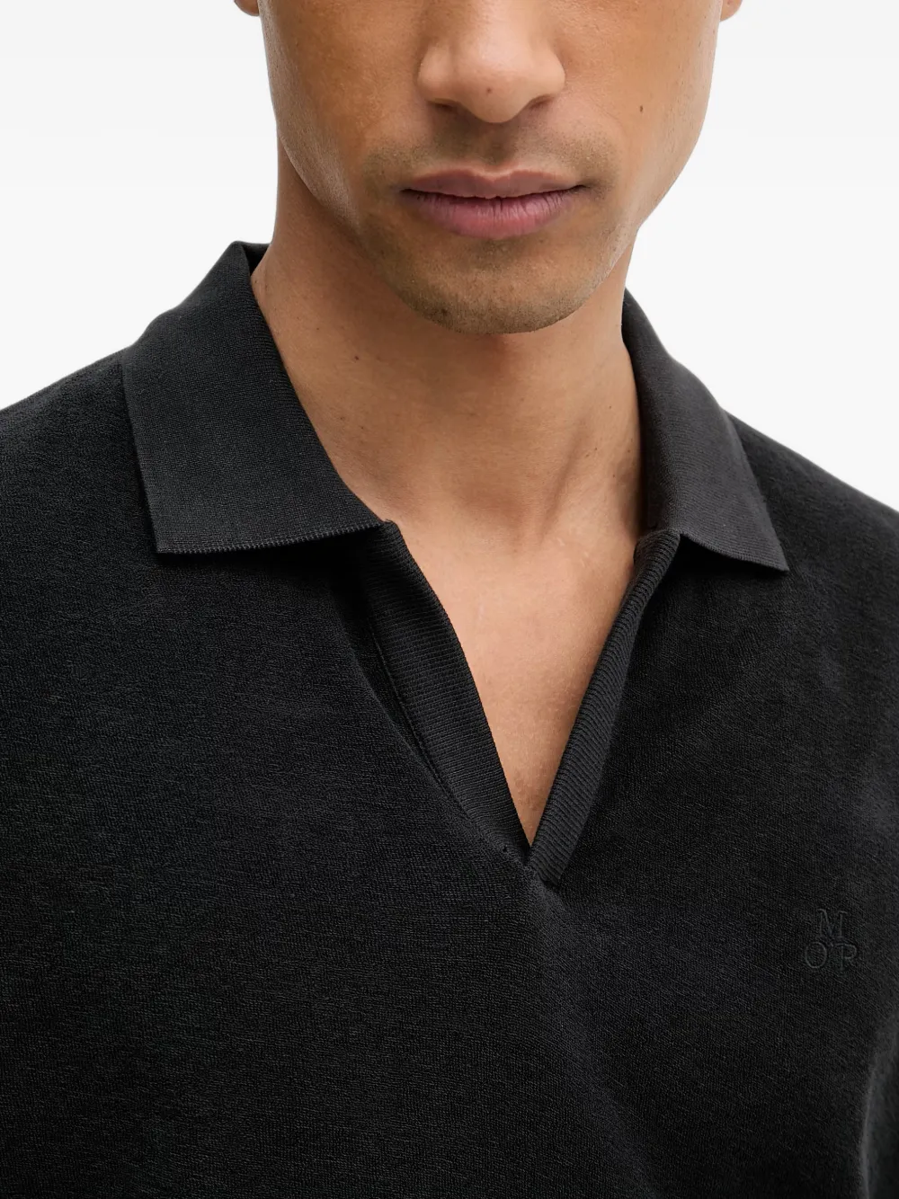 Marc O'Polo V-neck polo shirt Zwart