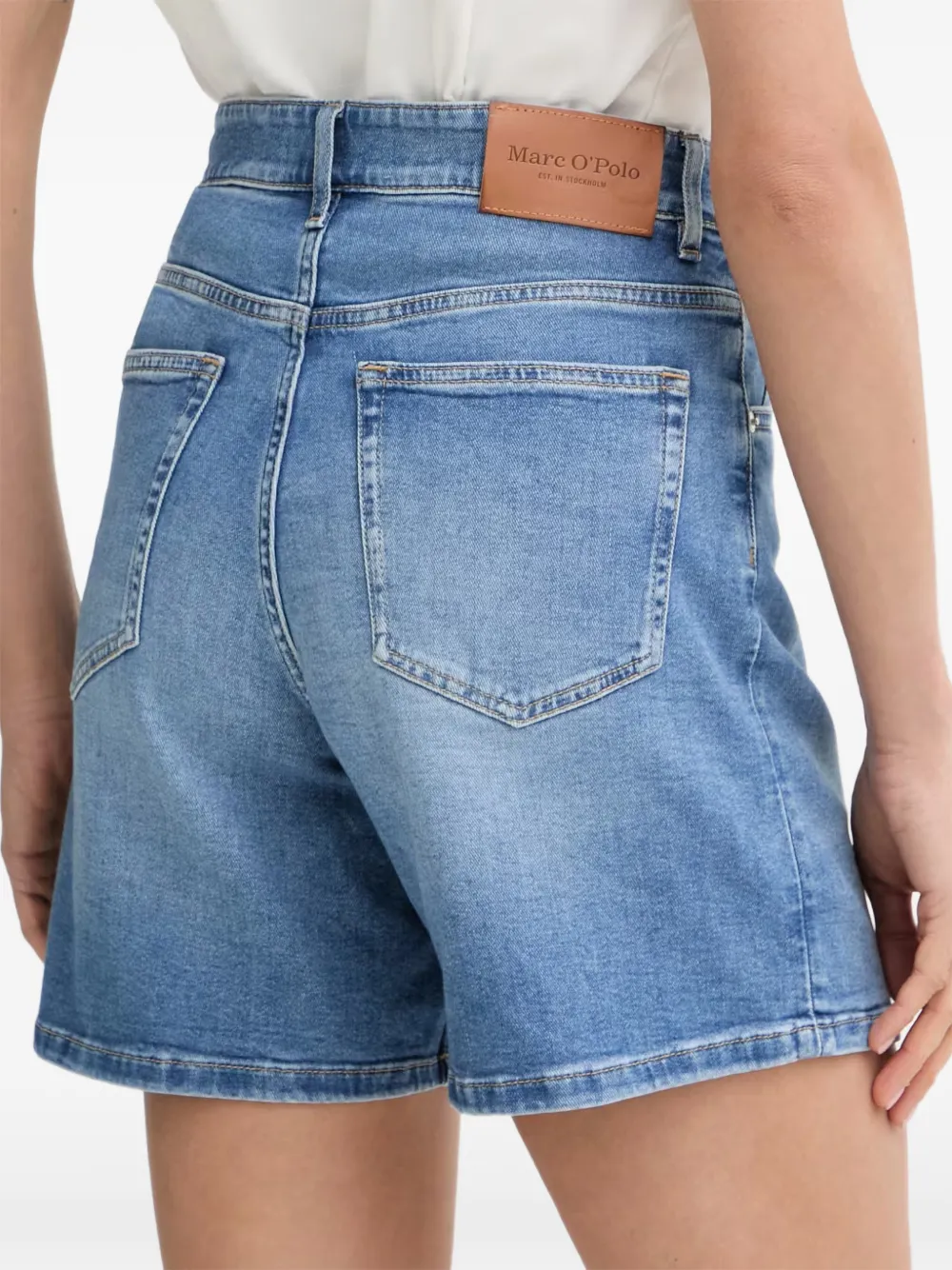 Marc O'Polo High-waist denim shorts met vervaagd effect Blauw