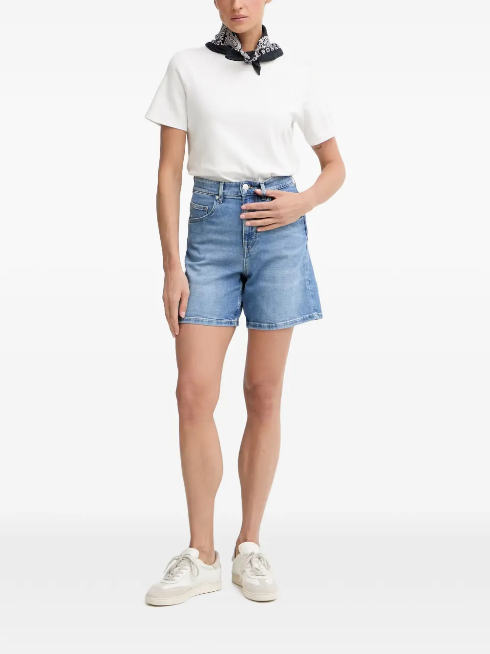 Marc O'Polo High-waist denim shorts met vervaagd effect Blauw