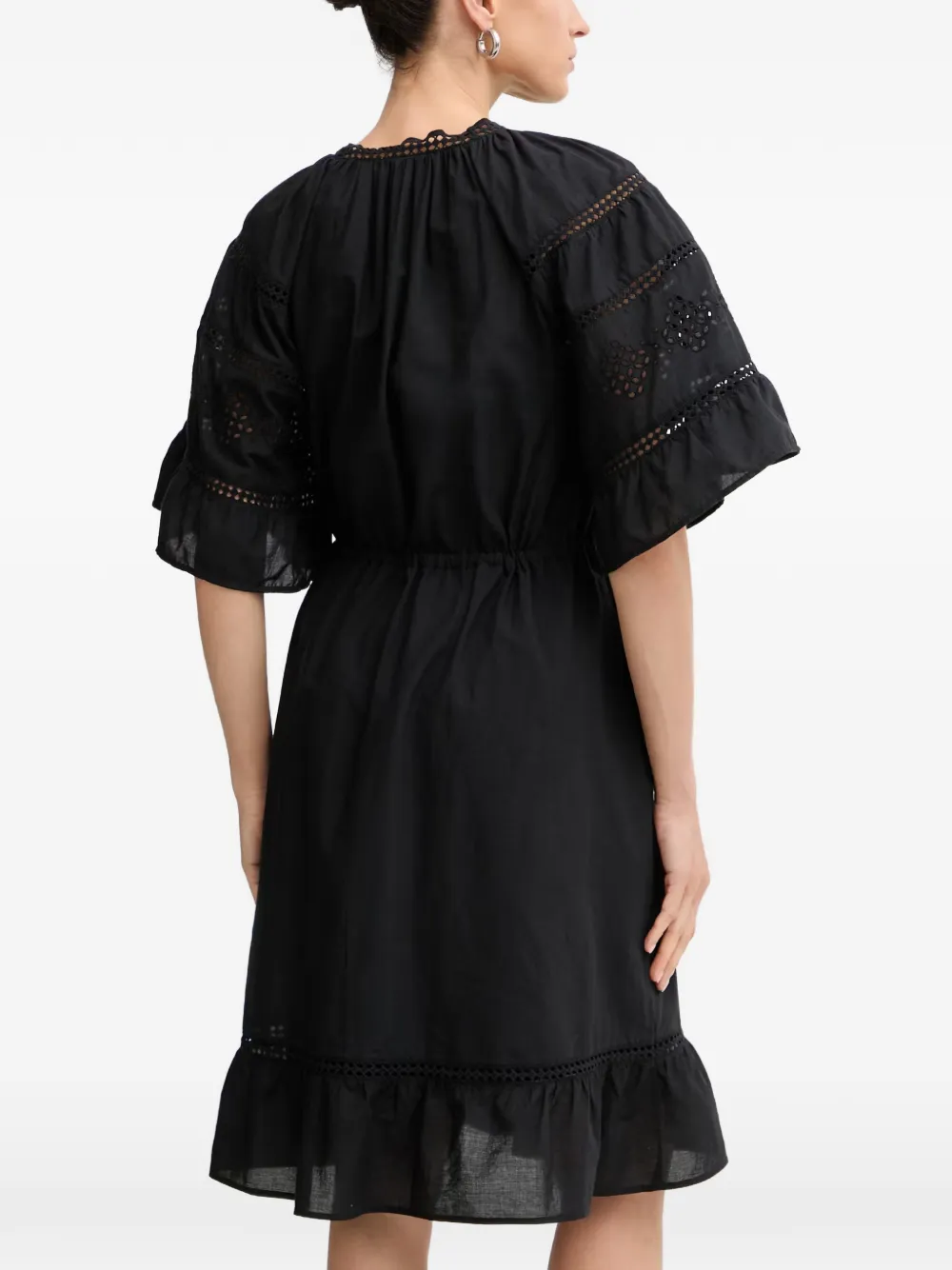 Marc O'Polo Broderie anglaise mini-jurk Zwart