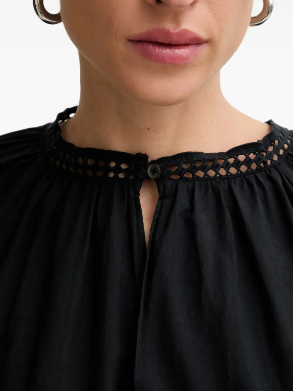 Marc O'Polo Broderie anglaise mini-jurk Zwart