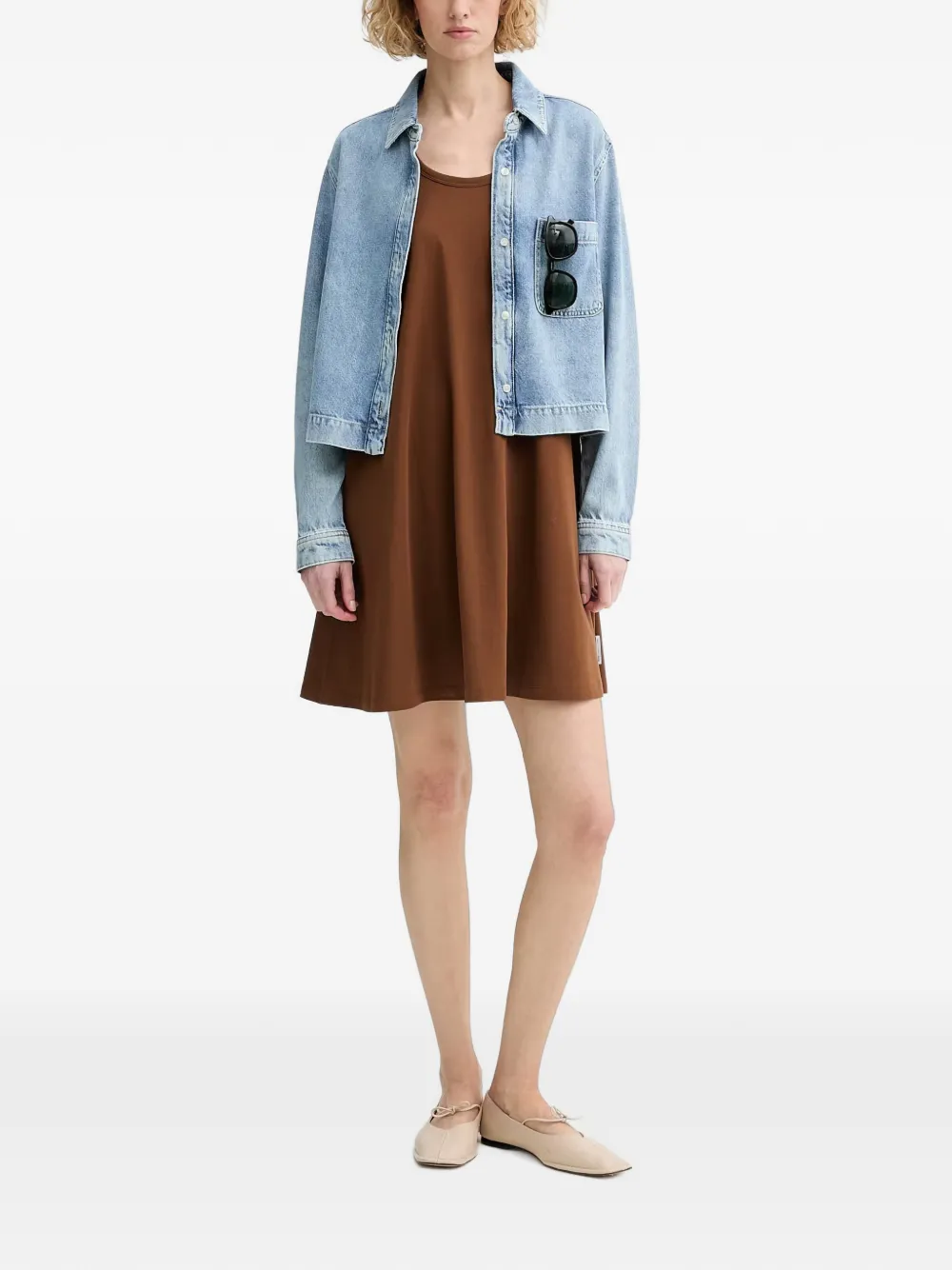 Marc O'Polo Mouwloze mini-jurk Bruin