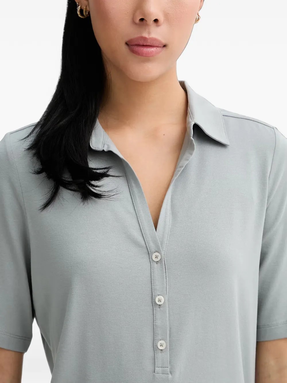 Marc O'Polo button-placket short-sleeve polo top Grijs