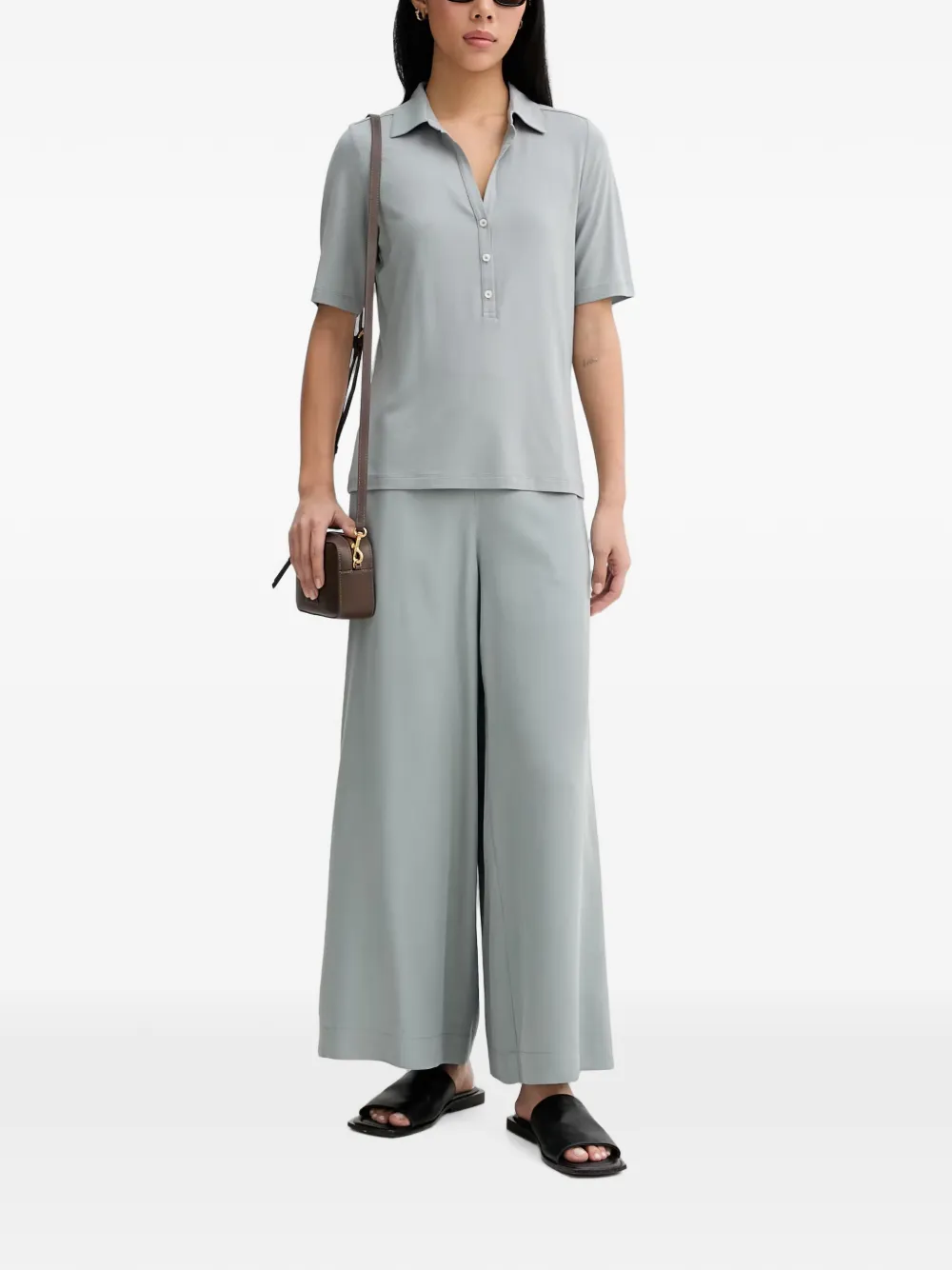 Marc O'Polo button-placket short-sleeve polo top Grijs
