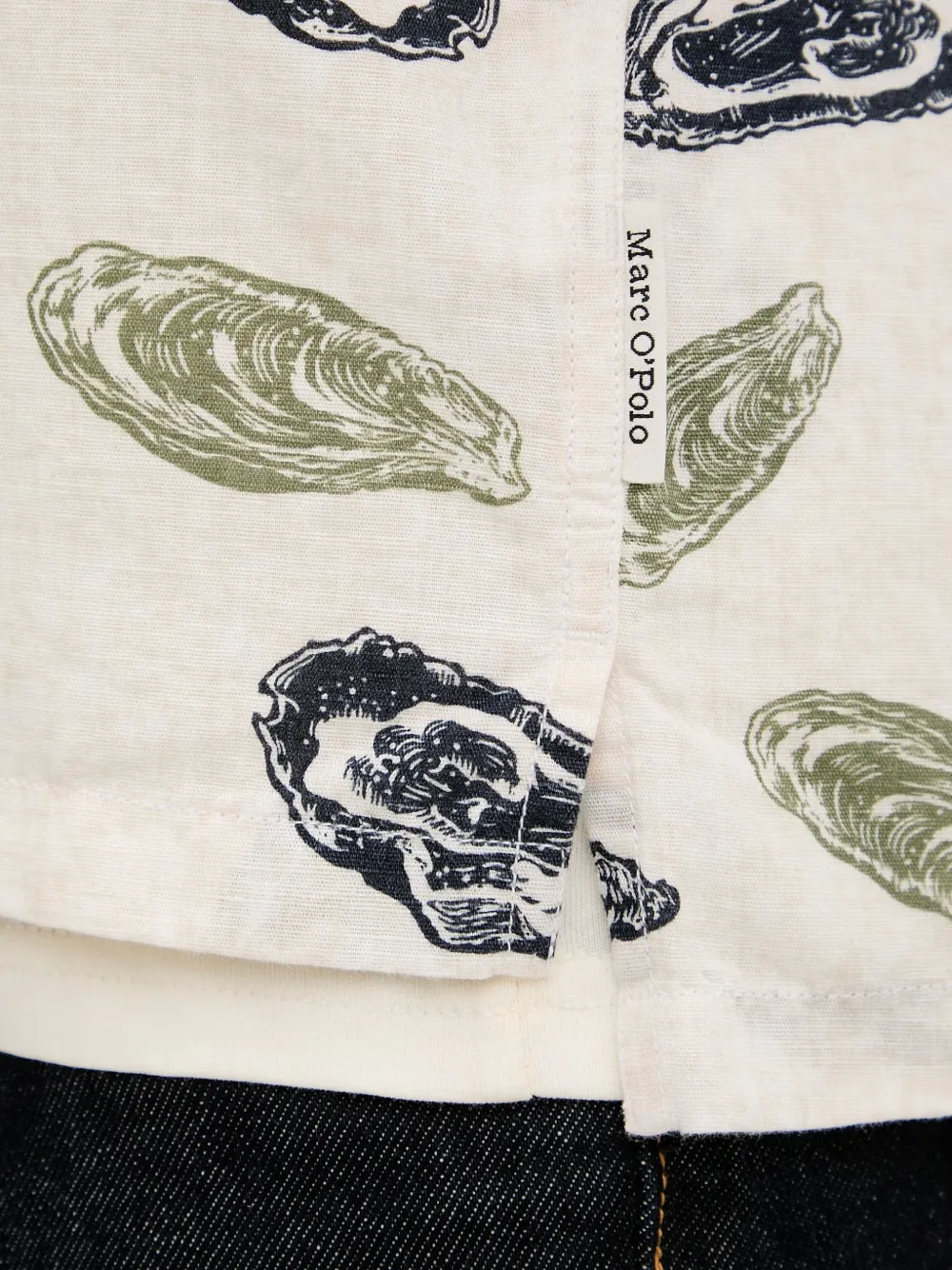 Marc O'Polo Overhemd met korte mouwen en oesterprint Beige