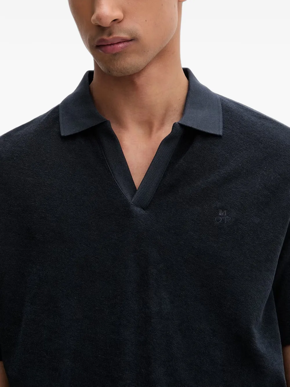 Marc O'Polo Toweling T-shirt met V-hals Blauw