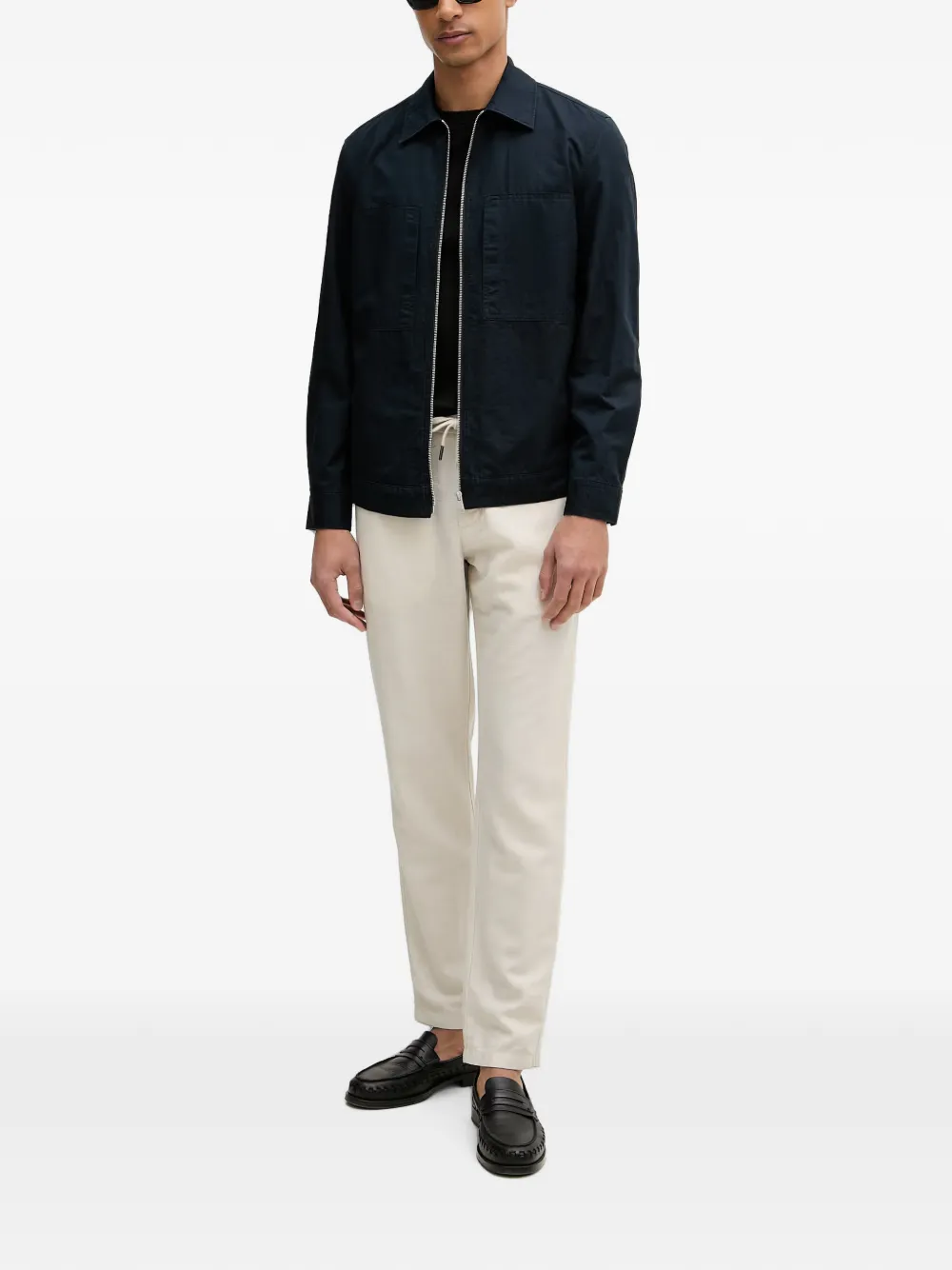 Marc O'Polo Shirtjack met opgestikte zak en rits Blauw