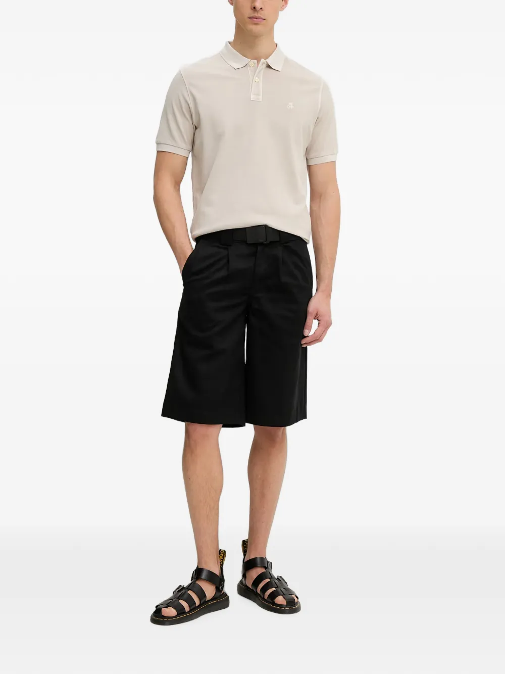 Marc O'Polo Piqué poloshirt met geborduurd logo Beige