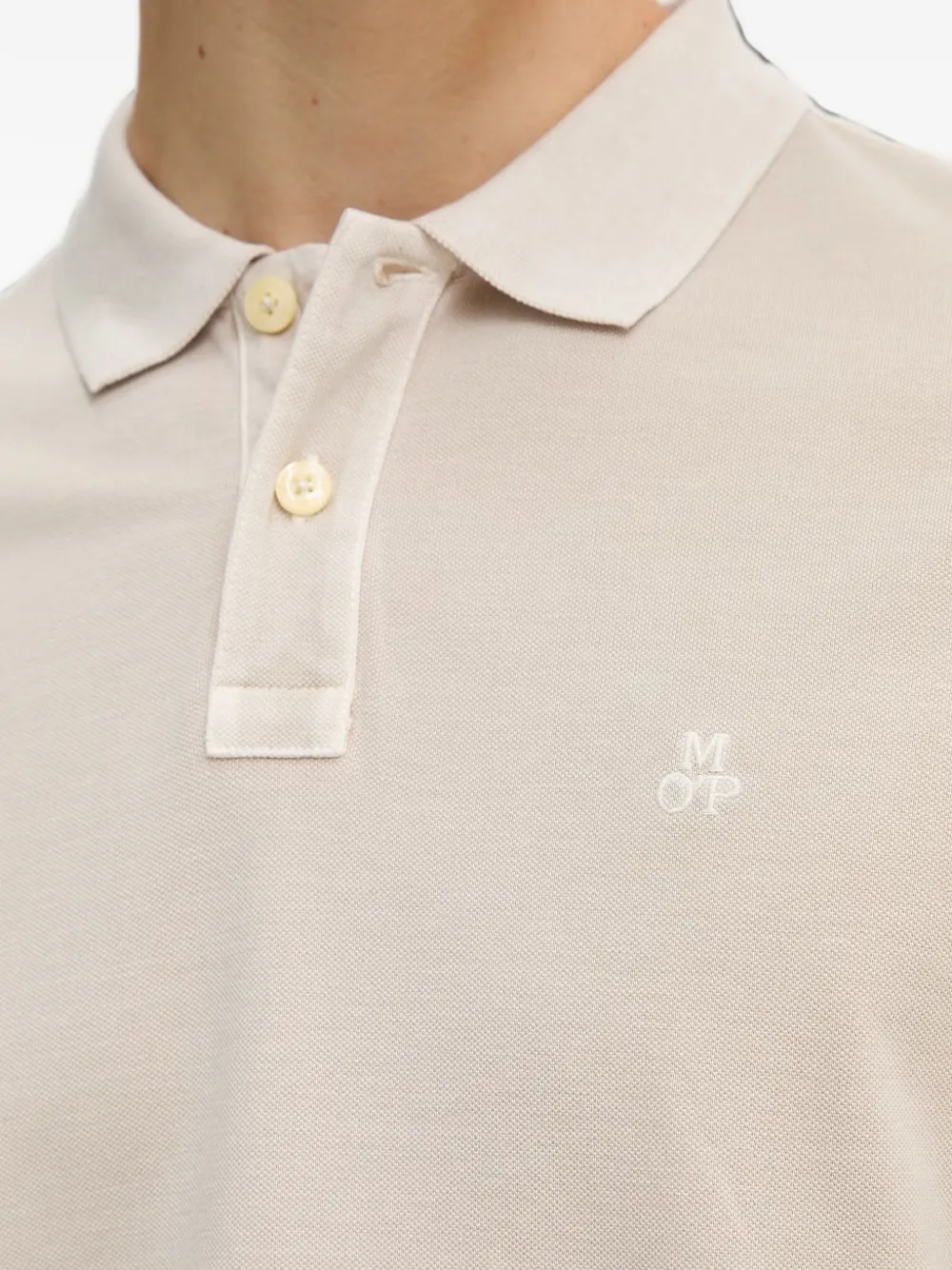 Marc O'Polo Piqué poloshirt met geborduurd logo Beige