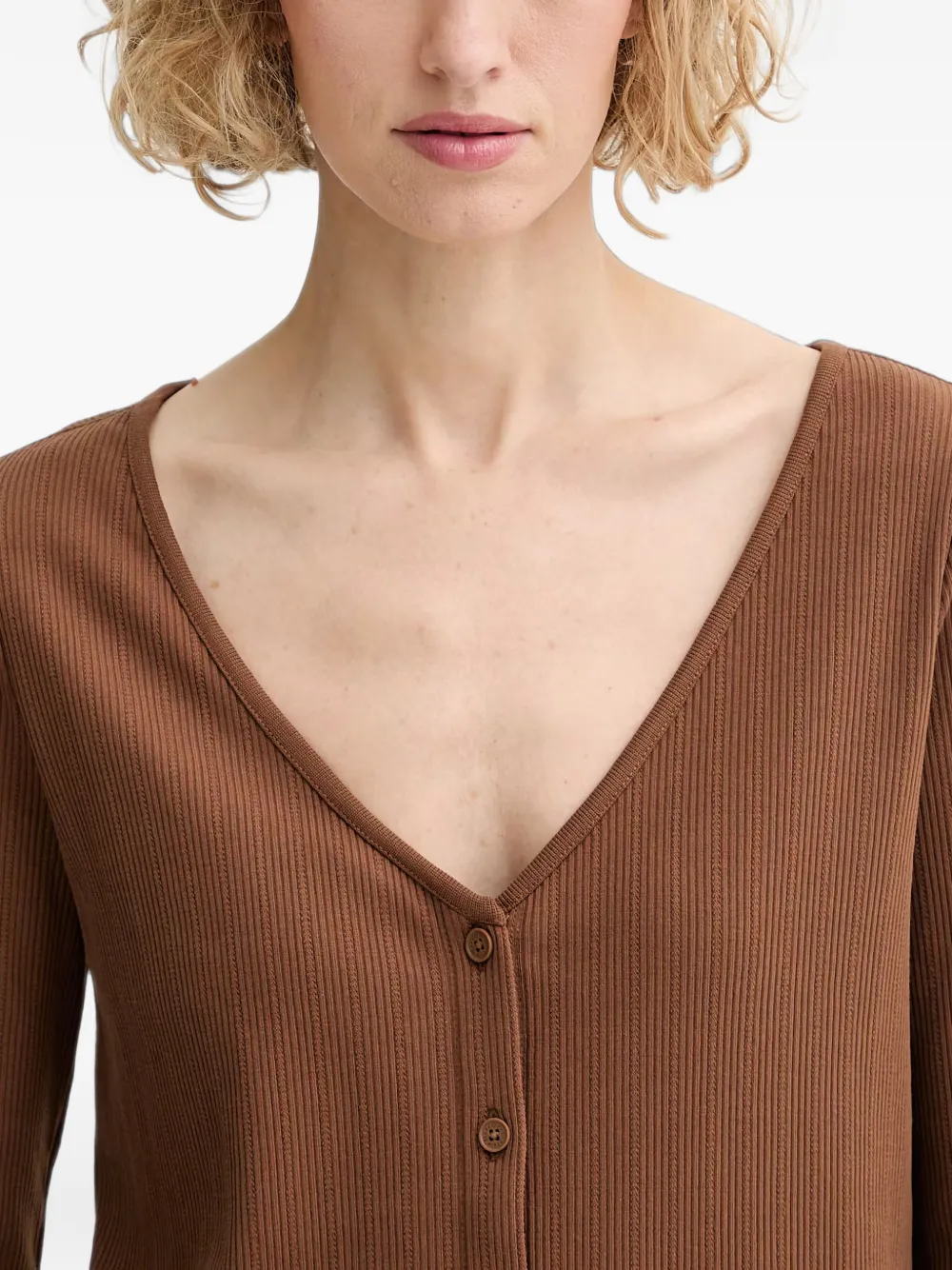 Marc O'Polo Ribgebreid vest Bruin