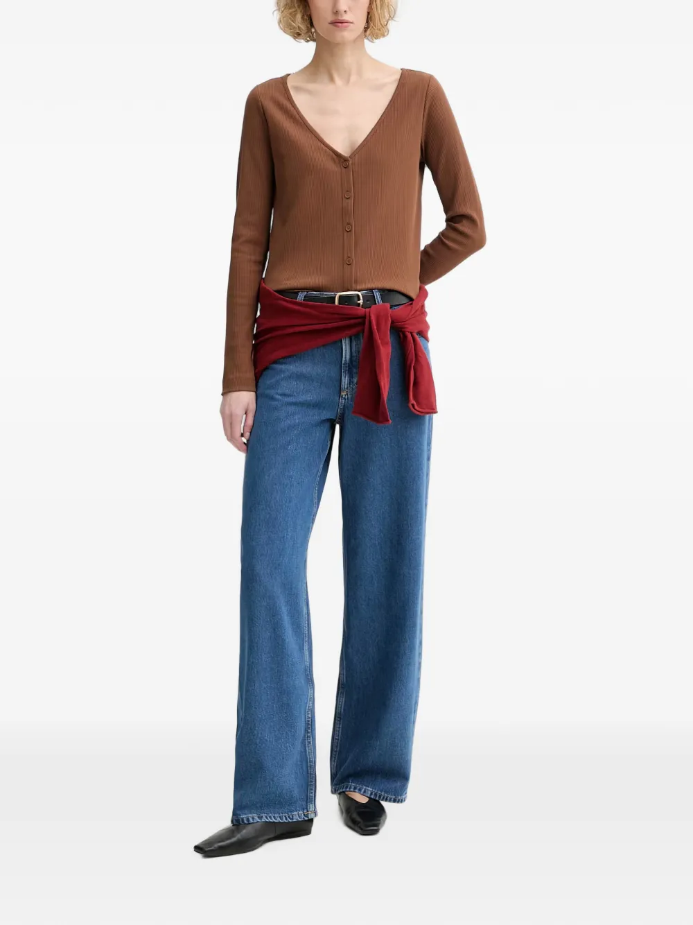 Marc O'Polo Ribgebreid vest Bruin