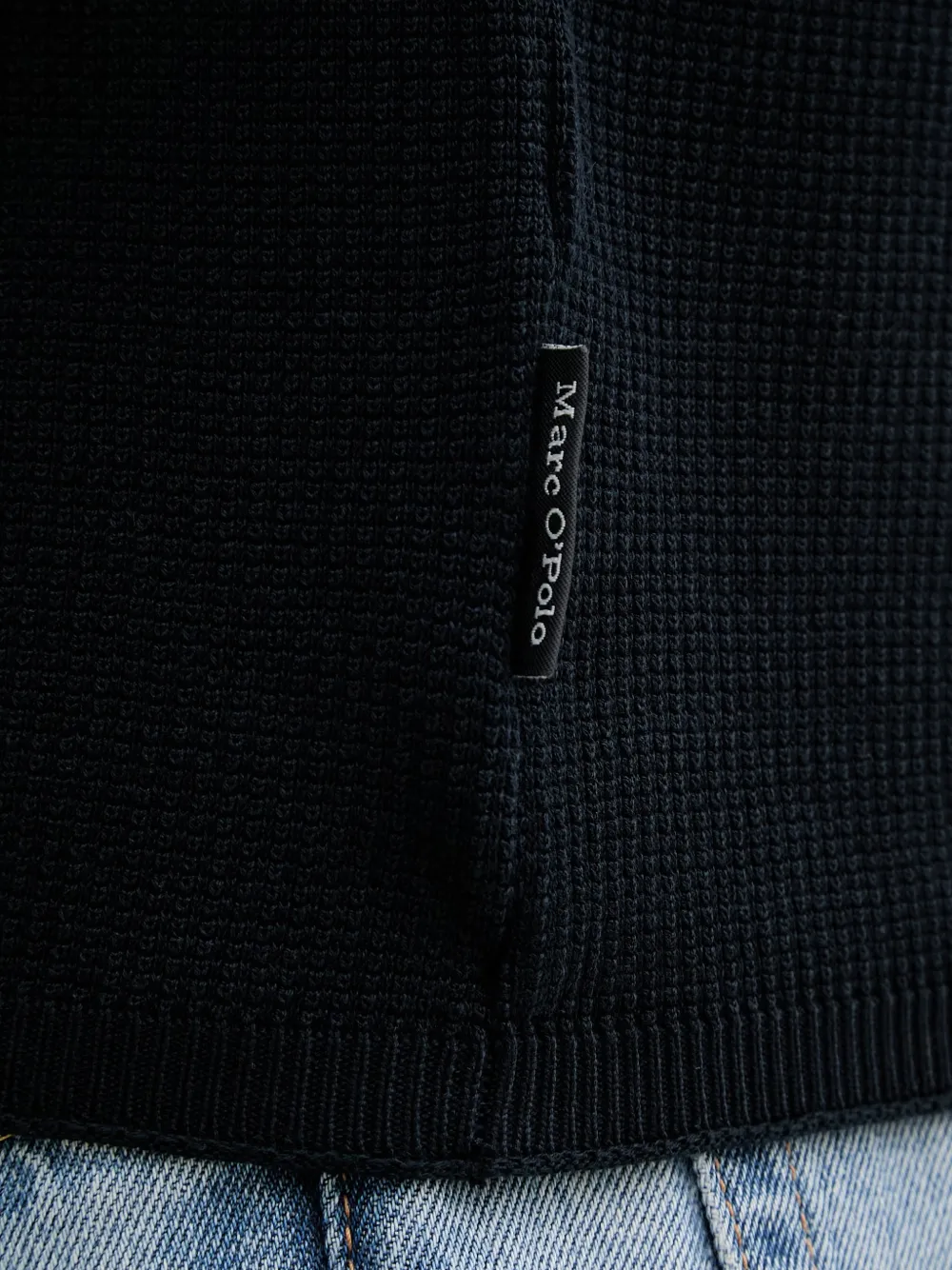 Marc O'Polo Wafelgebreide trui met lange mouwen Blauw