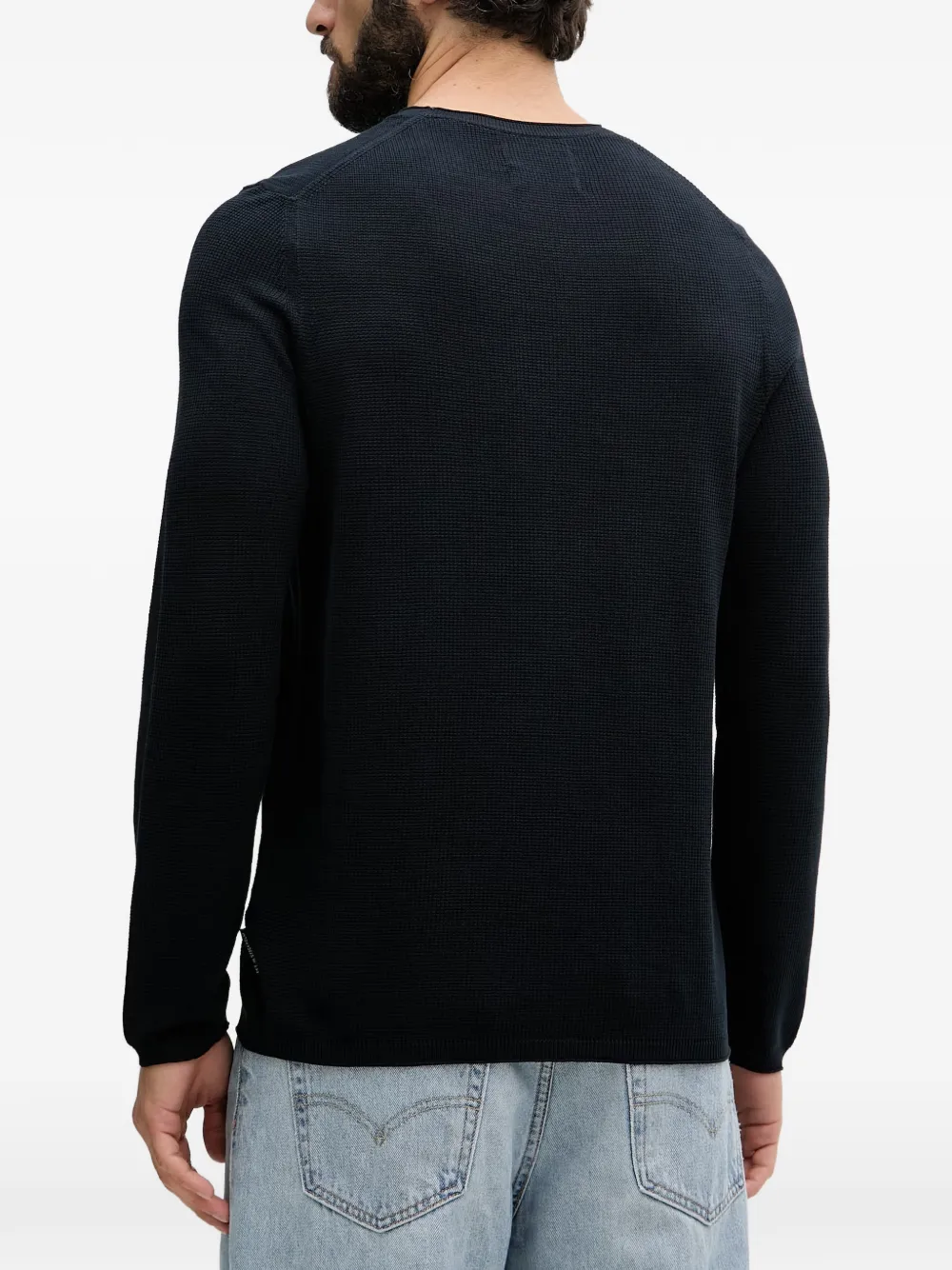 Marc O'Polo Wafelgebreide trui met lange mouwen Blauw