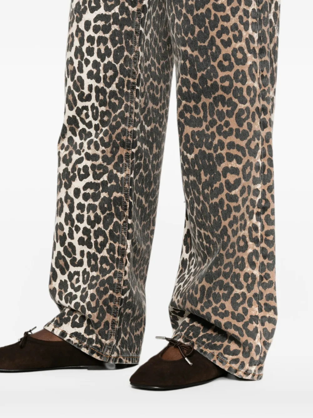 GANNI Jeans met luipaardprint Beige