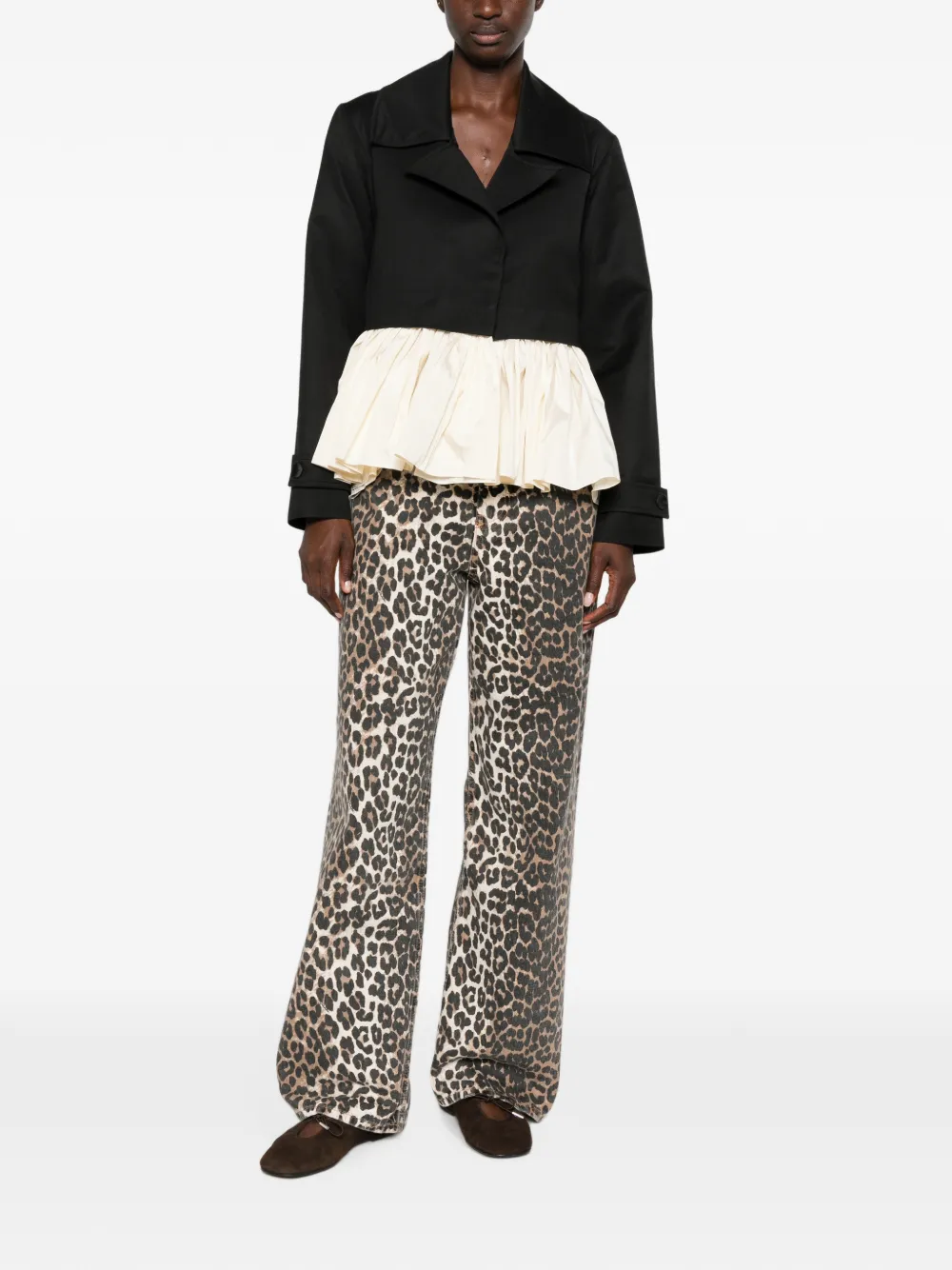 GANNI Jeans met luipaardprint Beige