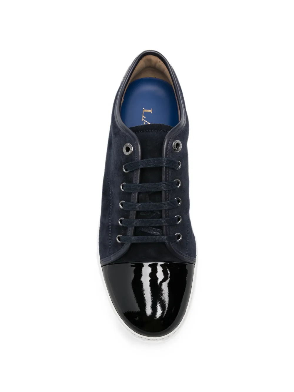 Lanvin DBB1 patent-toe suede sneakers Blauw