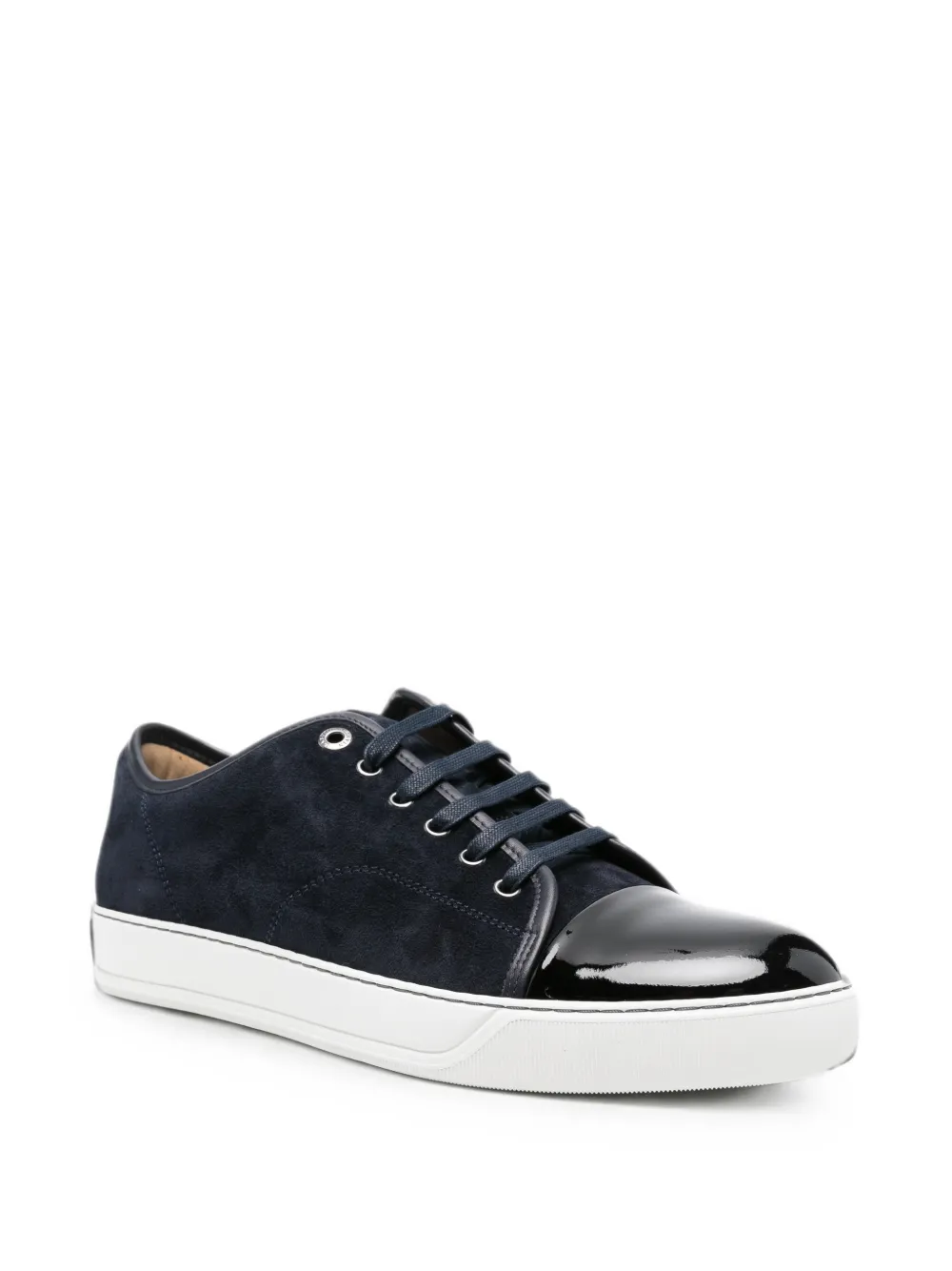 Lanvin DBB1 patent-toe suede sneakers Blauw
