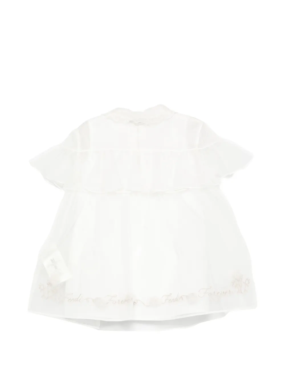 Fendi Kids Jurk met geborduurd logo en ruches Wit
