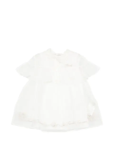 Fendi Kids ruffled logo-embroidered dress