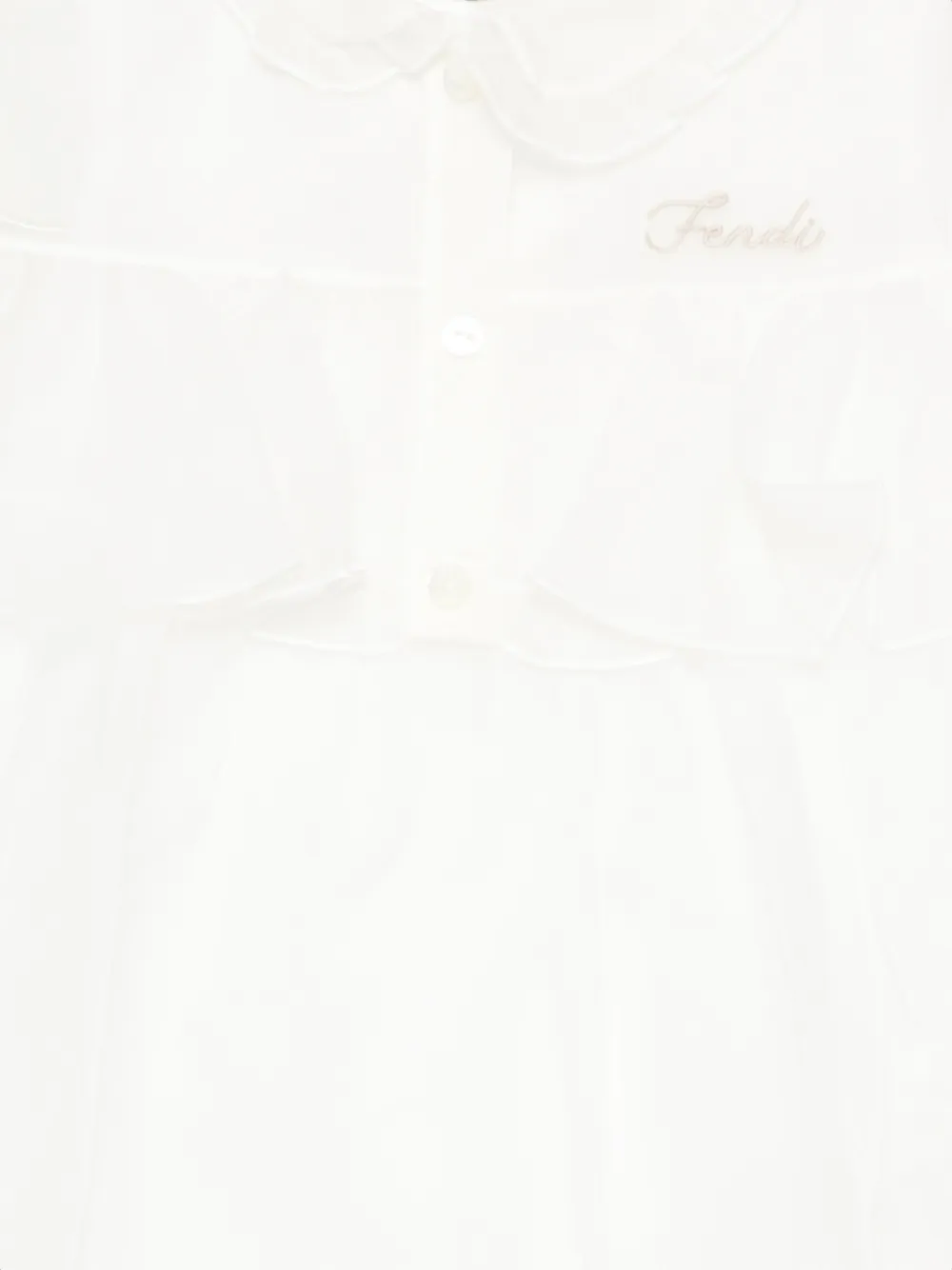 Fendi Kids Jurk met geborduurd logo en ruches Wit