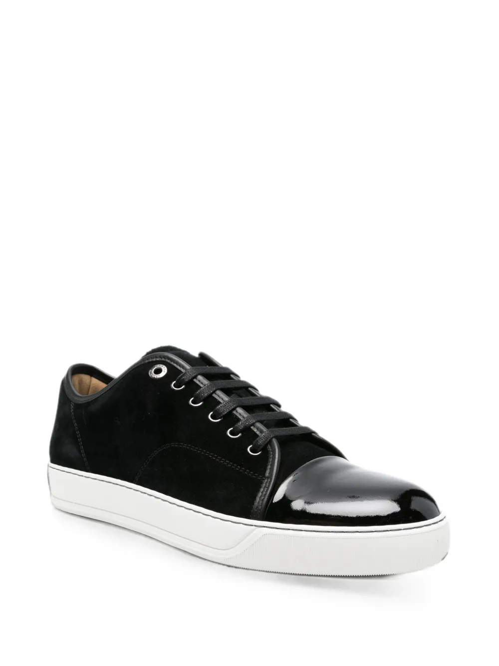 Lanvin DBB1 patent-toe suede sneakers Zwart