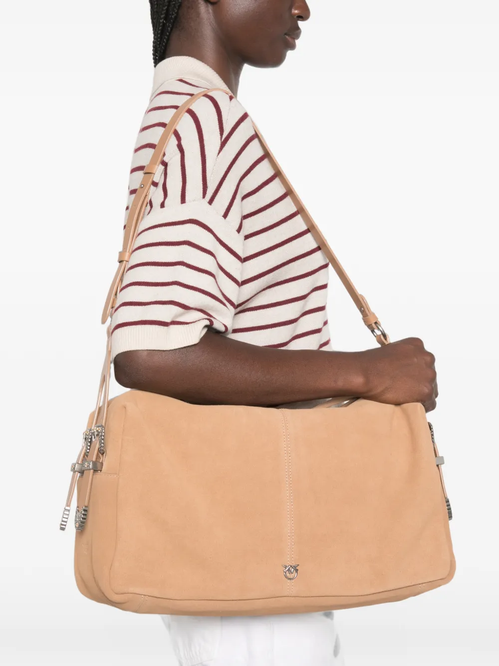 PINKO Grote Keeper suède tas Beige