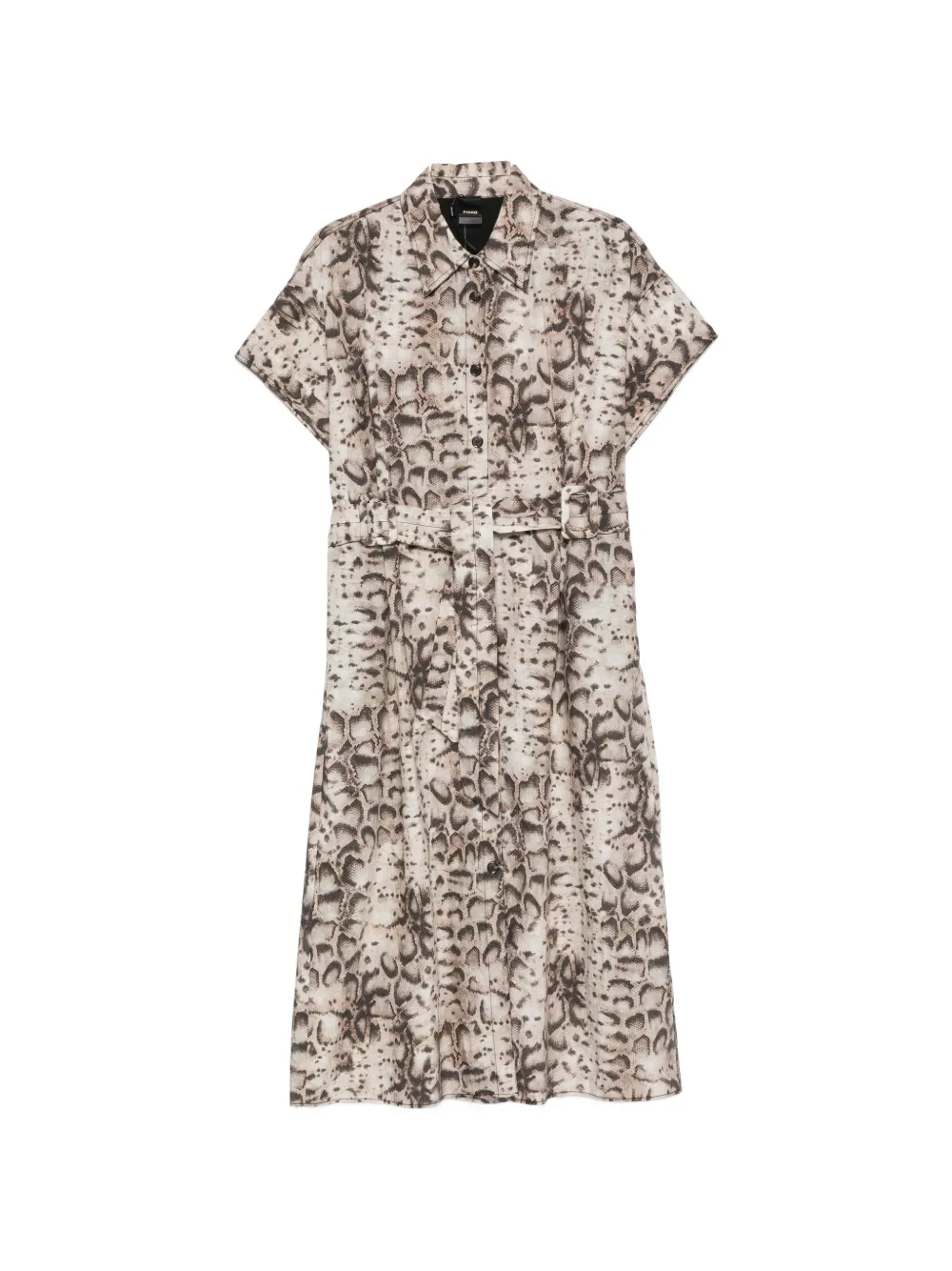 PINKO snake-pattern belted midi dress - Nude