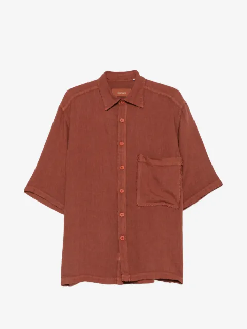 InLinum frayed-edge chest-pocket shirt