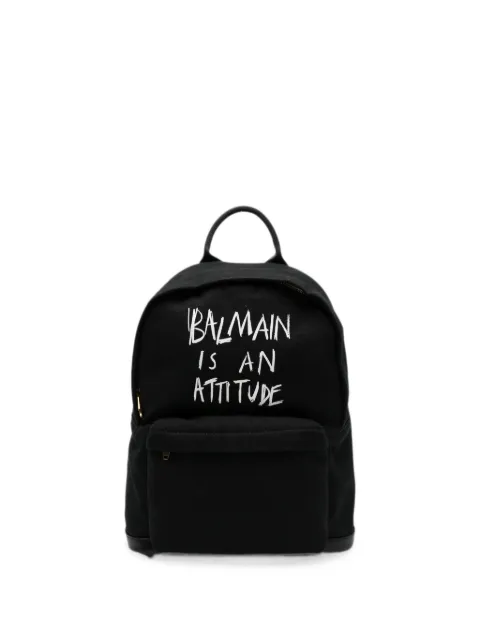 Balmain Kids slogan-print backpack