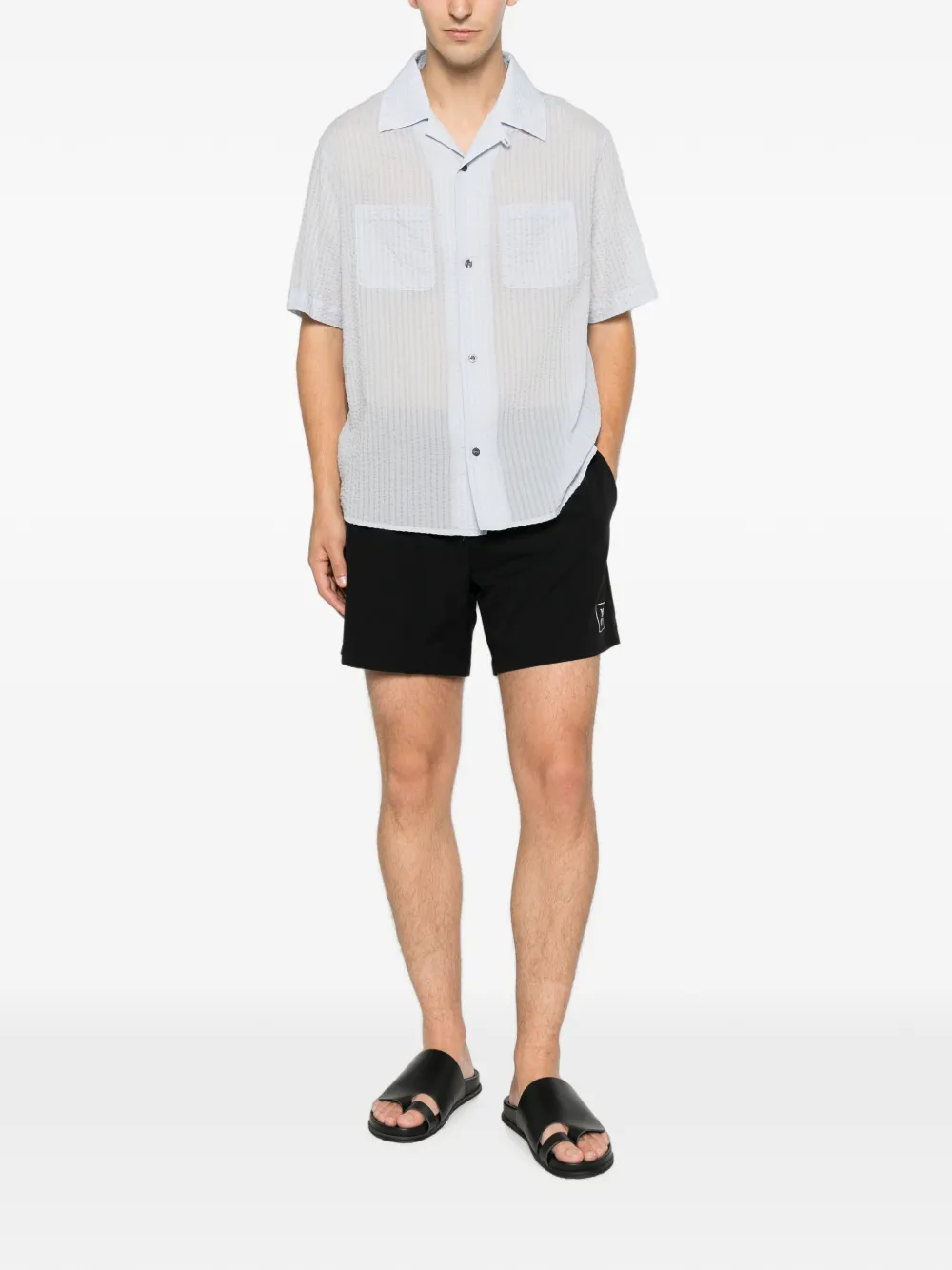 Marc O'Polo Shorts met trekkoordtaille en logoprint Zwart