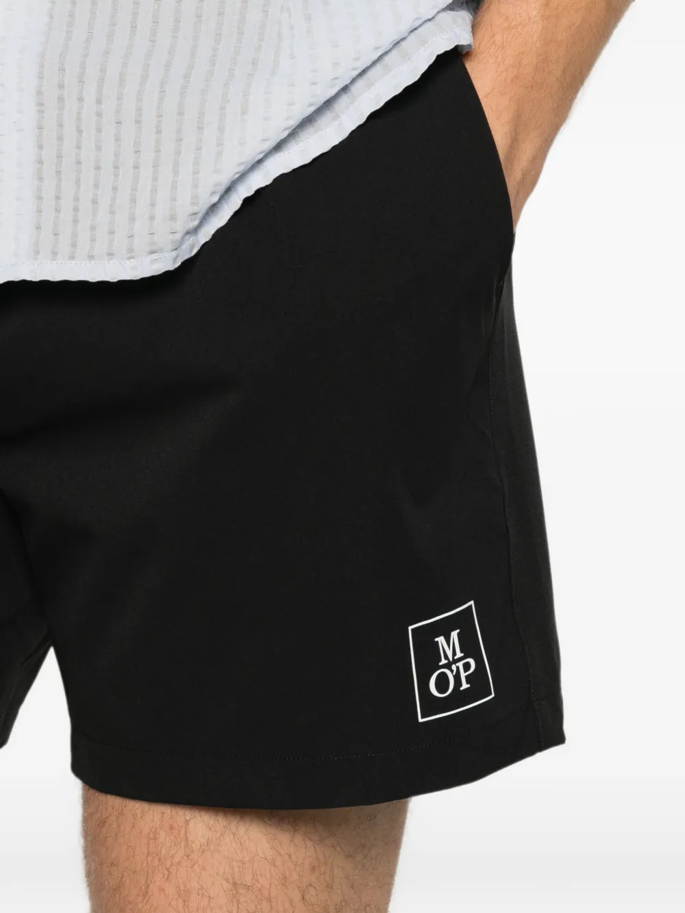 Marc O'Polo Shorts met trekkoordtaille en logoprint Zwart