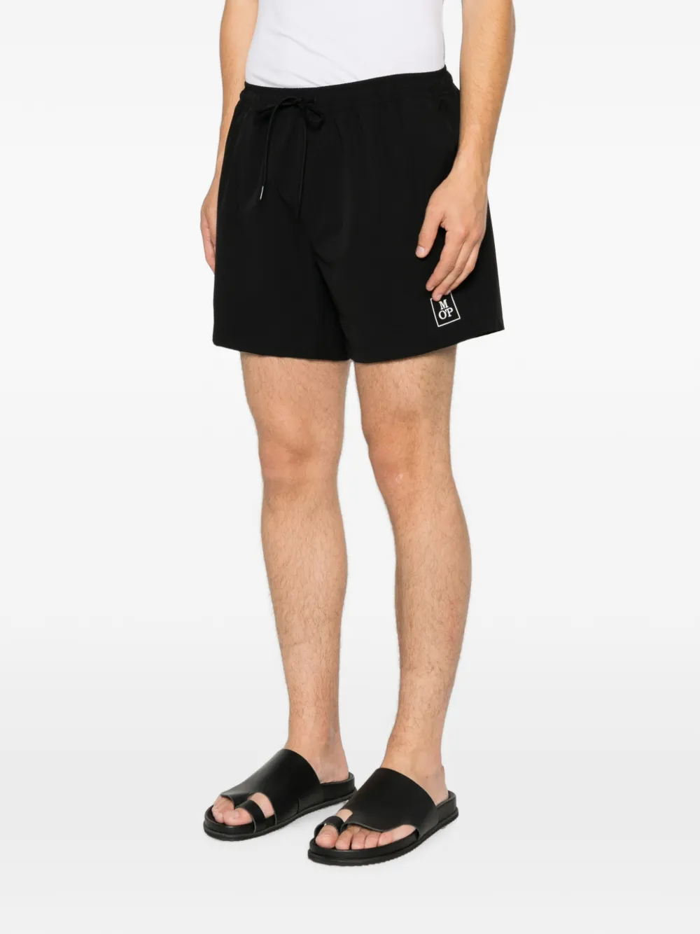 Marc O'Polo Shorts met trekkoordtaille en logoprint Zwart