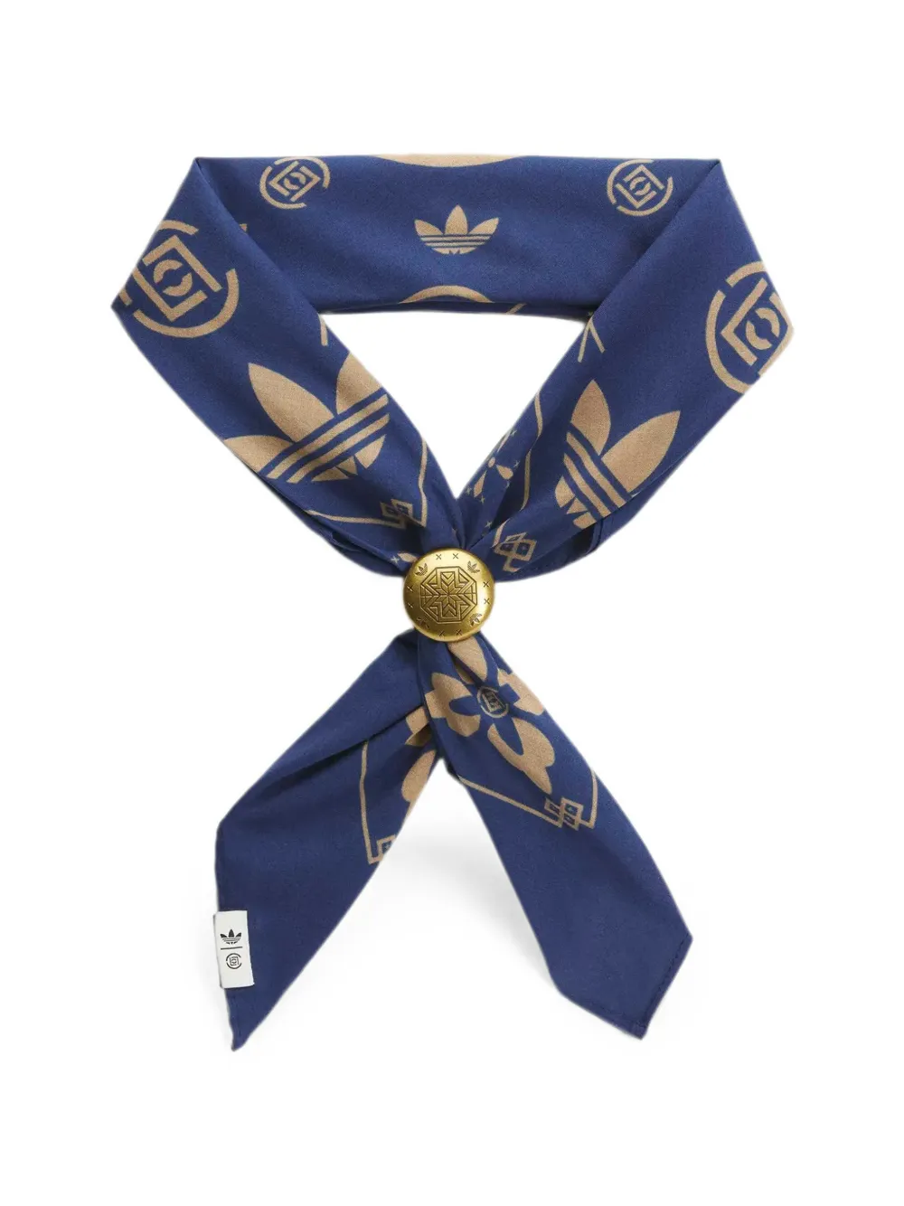 adidas x CLOT geometrical logo-print metal-ring scarf Blauw