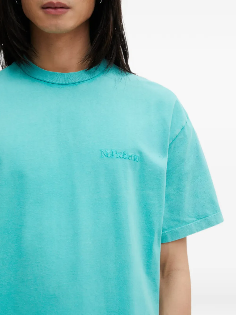 NO PROBLEMO Straight T-shirt met geborduurd logo Blauw