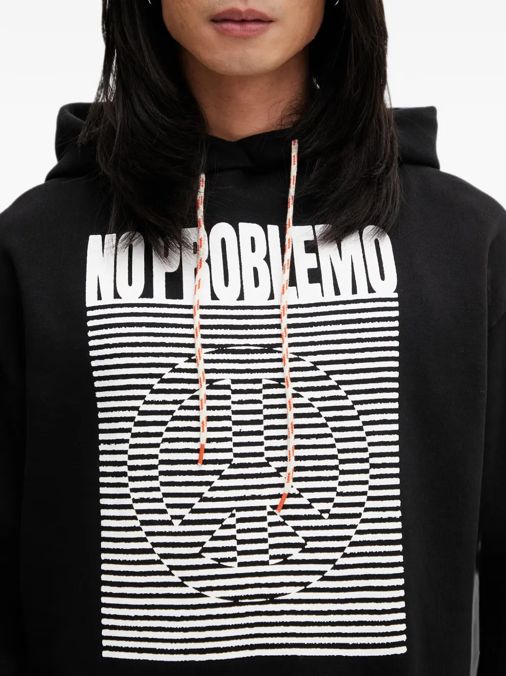NO PROBLEMO Oversized hoodie met vredesteken en logo-print Zwart