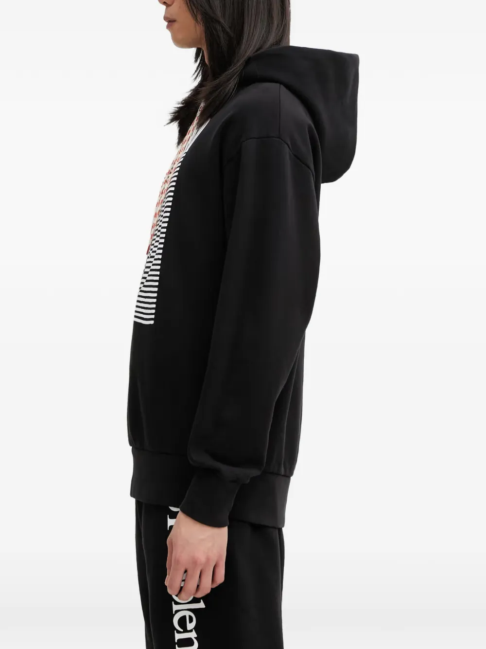 NO PROBLEMO Oversized hoodie met vredesteken en logo-print Zwart