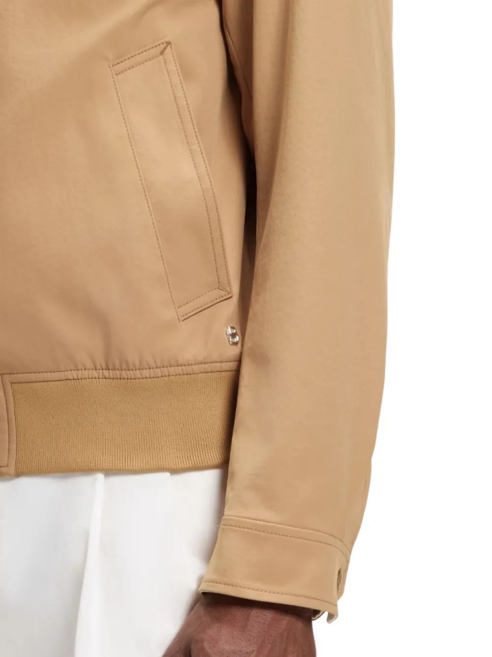 BOSS Geruit bomberjack met rits Beige