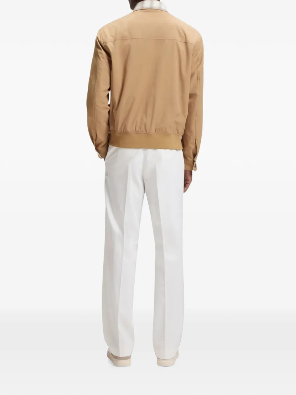 BOSS Geruit bomberjack met rits Beige