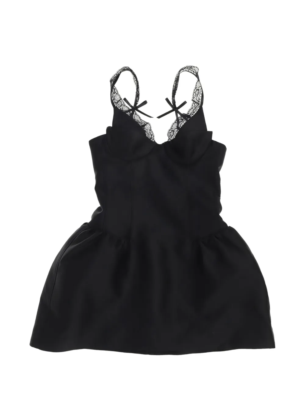 SHUSHU/TONG Schleifenkleid mit Spitzenbesatz - Schwarz