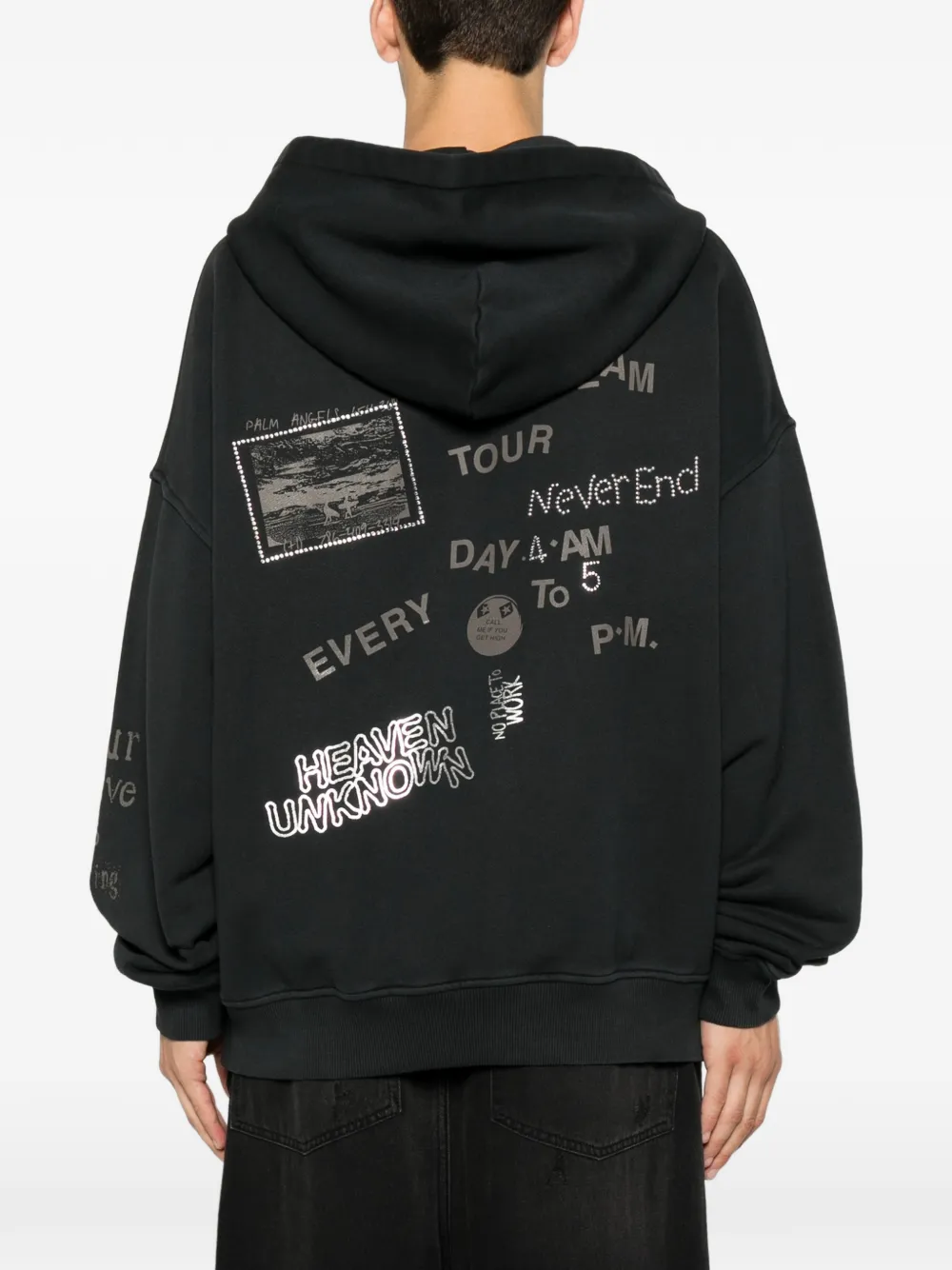 Palm Angels Hoodie met grafische print Zwart