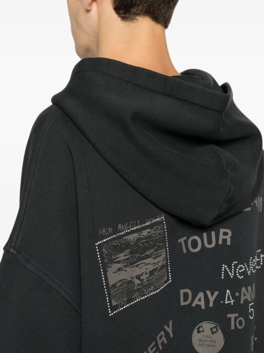 Palm Angels Hoodie met grafische print Zwart