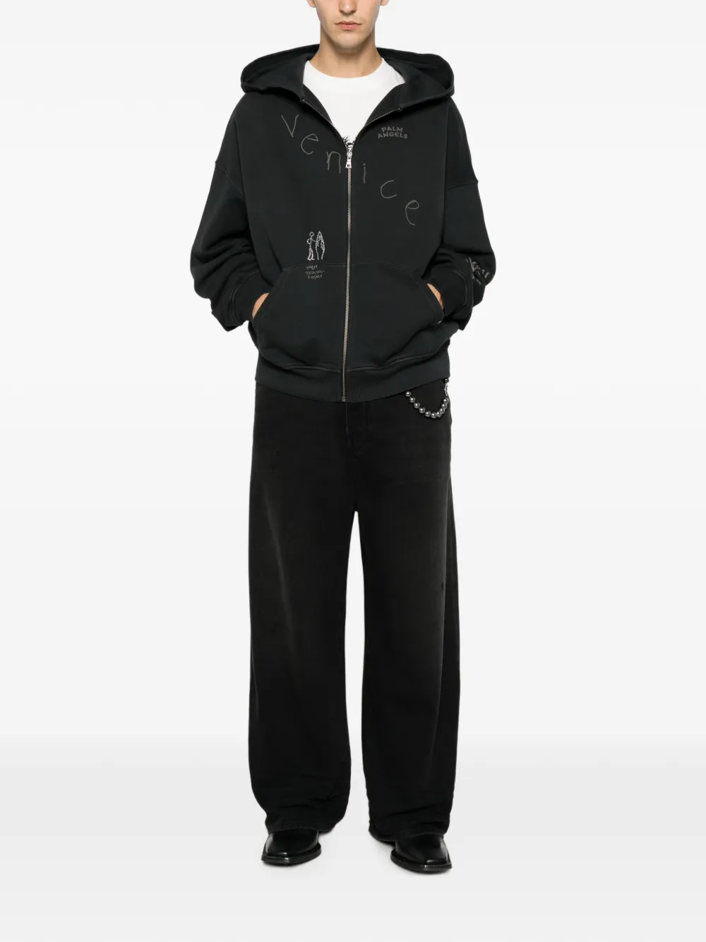Palm Angels Hoodie met grafische print Zwart