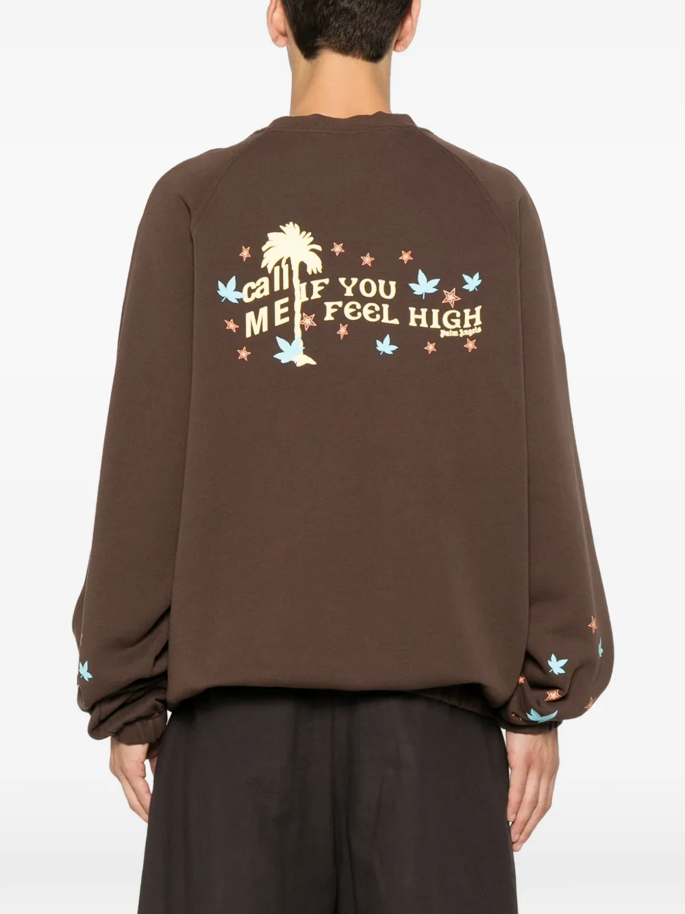 Palm Angels Trui met buidelzak en grafische print Bruin